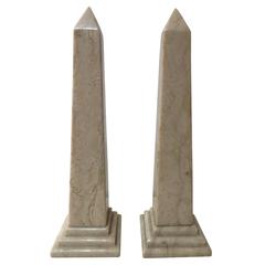 Pair of Ivory Colored Marble Obelisks 9