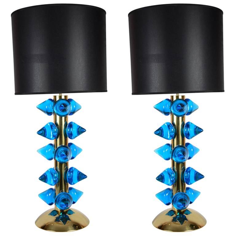 Pair of Murano Glass Lamps Designed by Juanluca Fontana