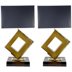 Pair of 1970s Smoke Glass Table Lamps in the Style of Willy Rizzo