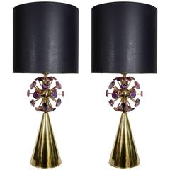 Pair of Lamps with Agates Stones by Juanluca Fontana 5