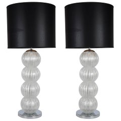 Fantastique paire de lampes en verre de Murano