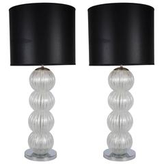 Fantastic Pair of Murano Glass Lamps