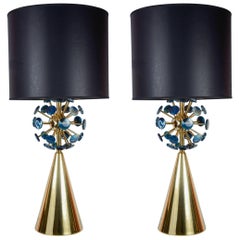 Fantastic Pair of Lamps with Agates by Juanluca Fontan