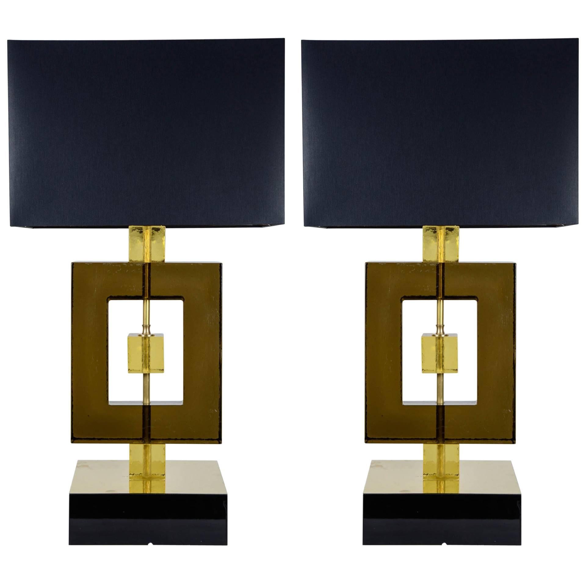 Pair of Murano Glass Lamps in the Style of Cenedese