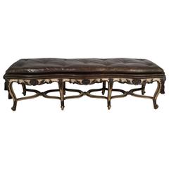 Louis XVI Style Bench with Leather Upholstery 5