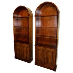 Pair of Mahogany Kaplan Furniture Beacon Hill Arched Bookcases or China Cabinets