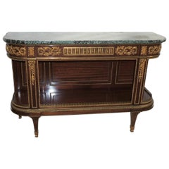 Fine French Ormolu Bronze-Mounted Marble-Top Dessert Demilune Console Sideboard