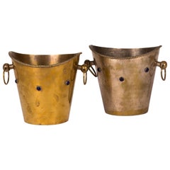 Pair of Champagne or Wine Buckets with Blue Stones from France Circa 1900