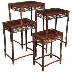 Set four Chinese Antique Hard Wood Nest Tables Side Table