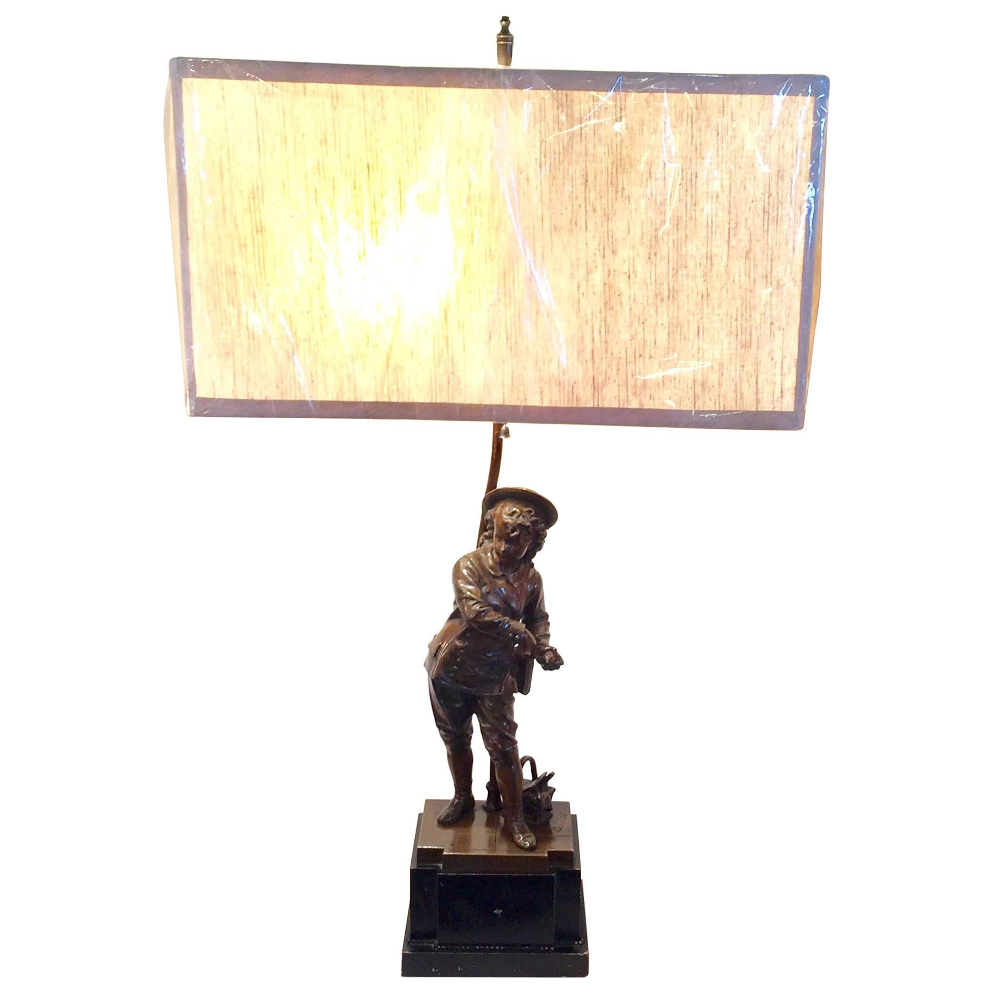 Eutrope Bouret Bronze Lamp For Sale