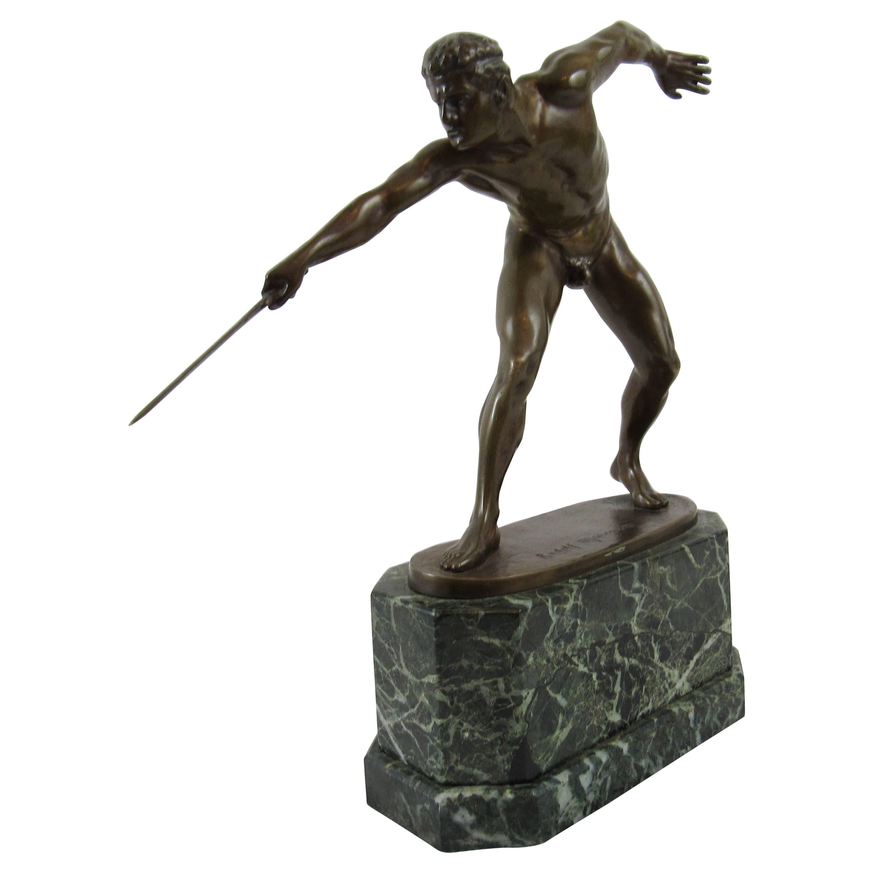 Rudolf Marcuse Bronze Sculpture the Fighting Gladiator, Signed