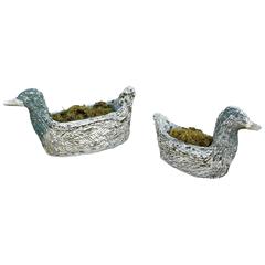 French Faux Bois-Style Duck Planters