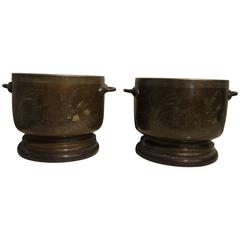 Pair of Japanese Bronze Braziers