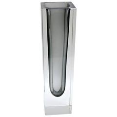 Alessandro Mandruzzato Sommerso Clear Glass with Smoked Interior Vase 5