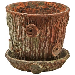 A Terra Cotta Pot in the Shape of a Tree Trunk 