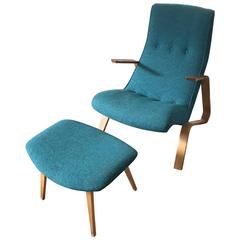 Early "Grasshopper" Lounge Chair and Ottoman by Eero Saarinen for Knoll