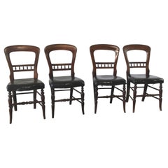 Set of Four Antique Victorian Hairpin Back Dining Chairs