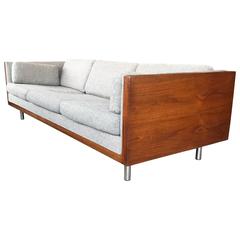 Walnut Case Sofa in the Manner of Milo Baughman