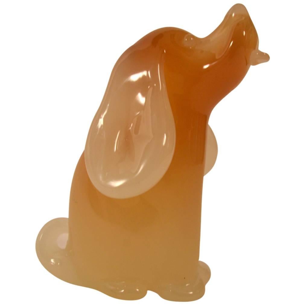 Murano Opalescent Art Glass Dog by Seguso