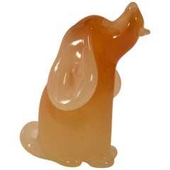 Chien en verre d'art opalescent de Murano par Seguso