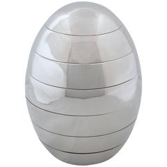 Modernist Chrome Egg Sculpture Stacking Bowls Trays by Tommaso Barbi, Italy 1