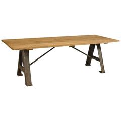 Vintage Industrial Table Oak and Castiron