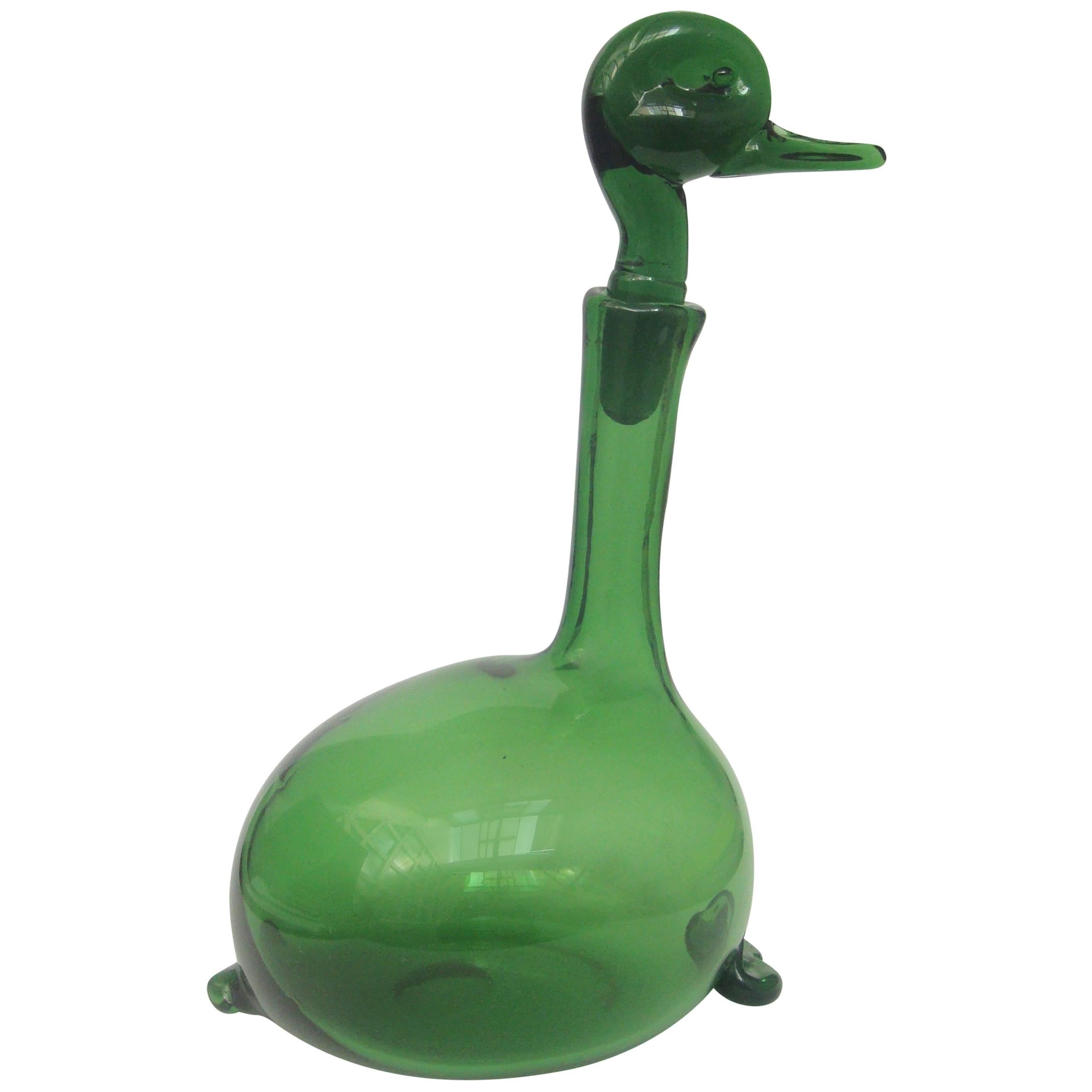 1950s, Empoli Verde Duck Decanter For Sale