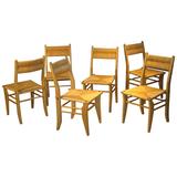 Guillerme et Chambron, Set of Six Oak Chairs, Edition Votre Maison, 1960