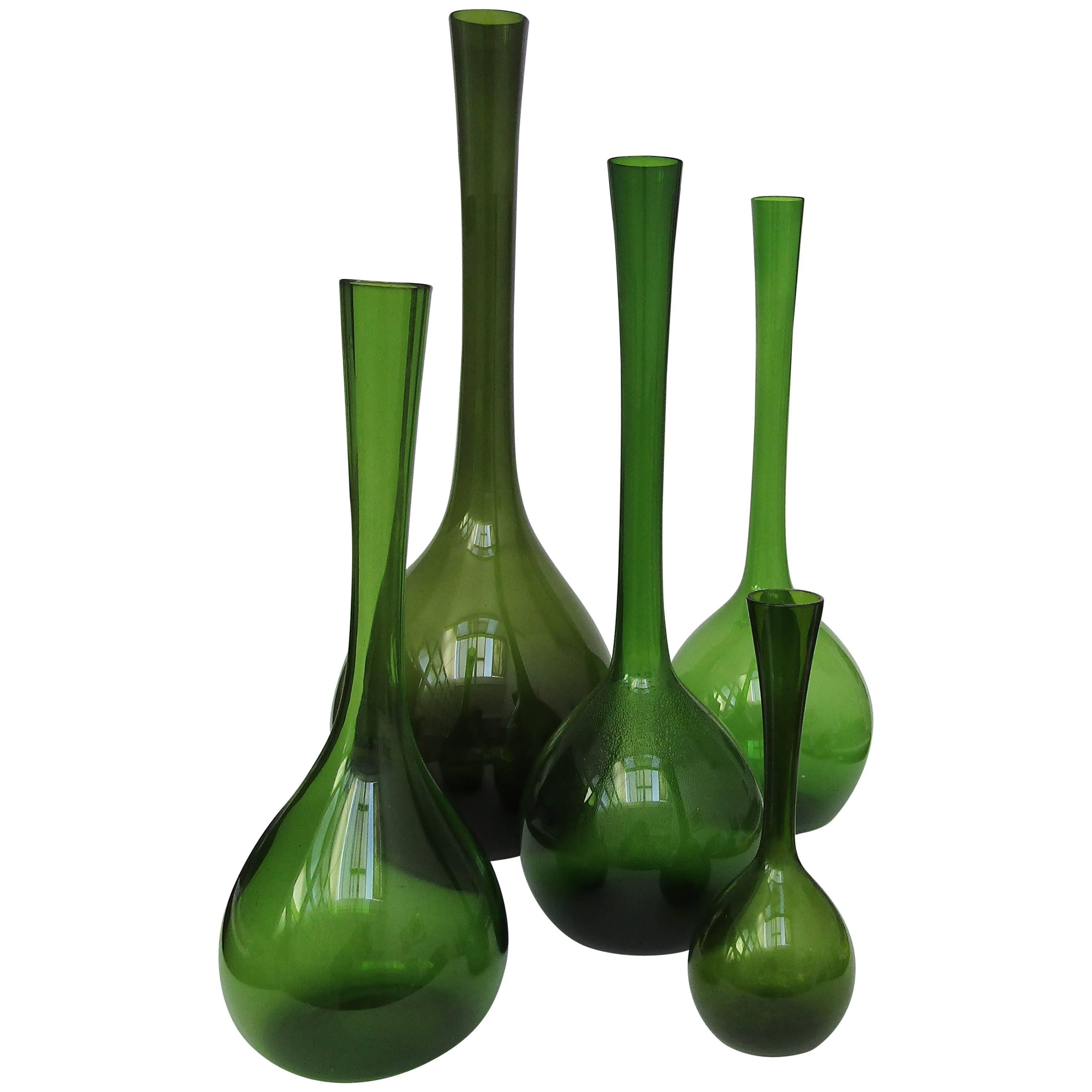 Collection of Swedish, 1950s Gullaskruf Blomglas Vases For Sale