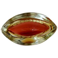 Mid-Century Sommerso Clam Sideways Trinket Bowl or Ashtray