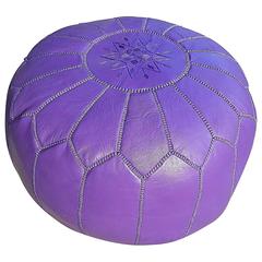 Moroccan Leather Pouf or Ottoman, Great Low Seating