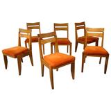 Guillerme et Chambron, Set of 6 Oak Chairs. Edition Votre Maison, 1970