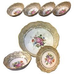 Antique Hand-Painted Set of Nine Pieces by Jammet Seignolles Limoges, France