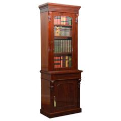 Antique Slim Victorian Bookcase in Mahogany