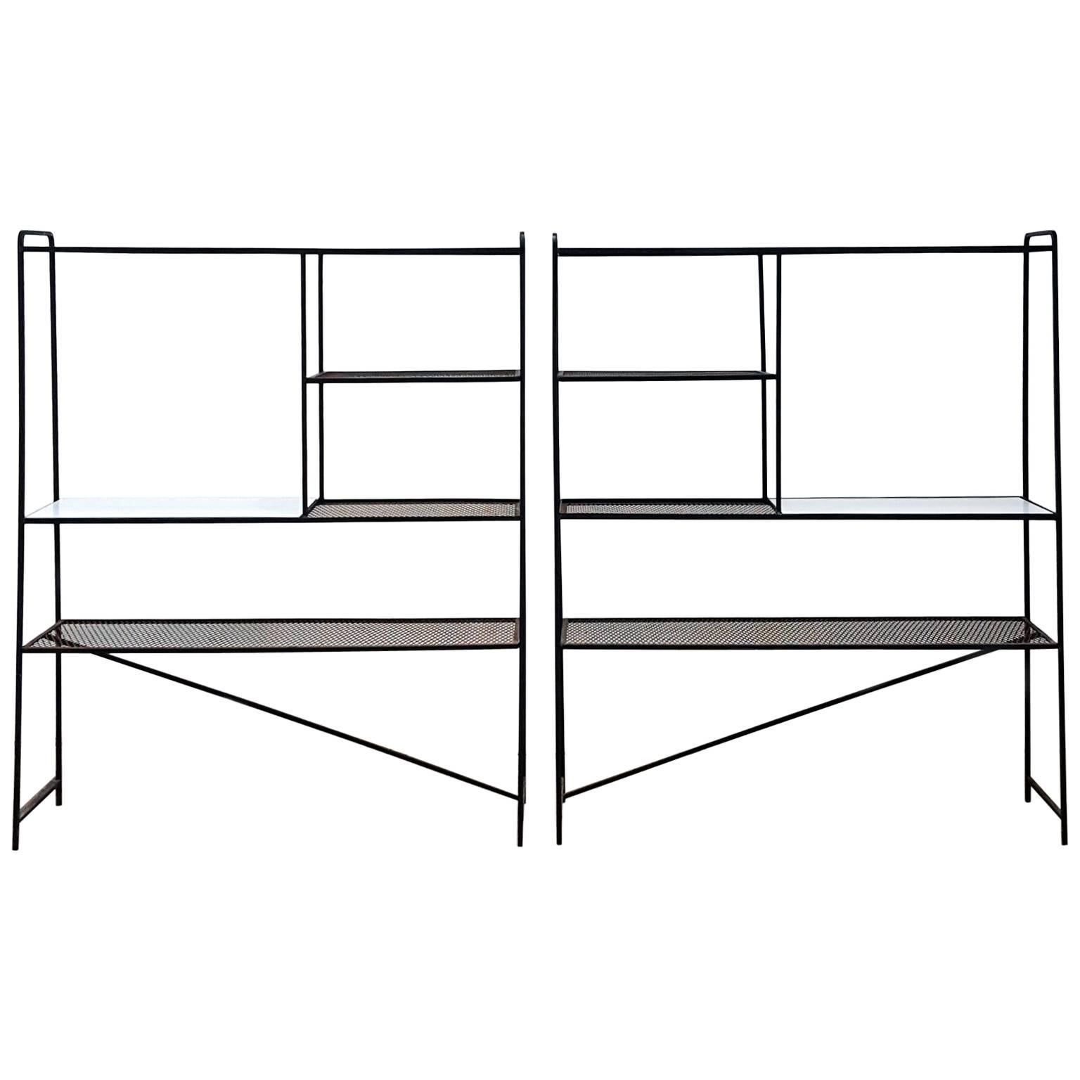 1950s Iron Room Dividers Shelves by Freda Diamond For Sale