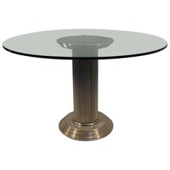 Nicked-Plated Brass Table with Glass Top, Italy, circa 1960