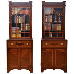 Rare Pair of Edwardian Bookcases in Mahogany
