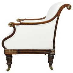 Regency Faux Rosewood and Brass Inlaid Armchair