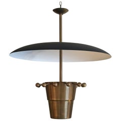 French Over-sized Brass Domed Hanging Light