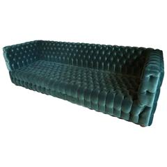 Custom Capitone "Carmen" Tufted Green Velvet Sofa 5