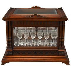 Exceptional Baccarat Cave à Liqueurs with Original Labels in Carved Oak Case 9