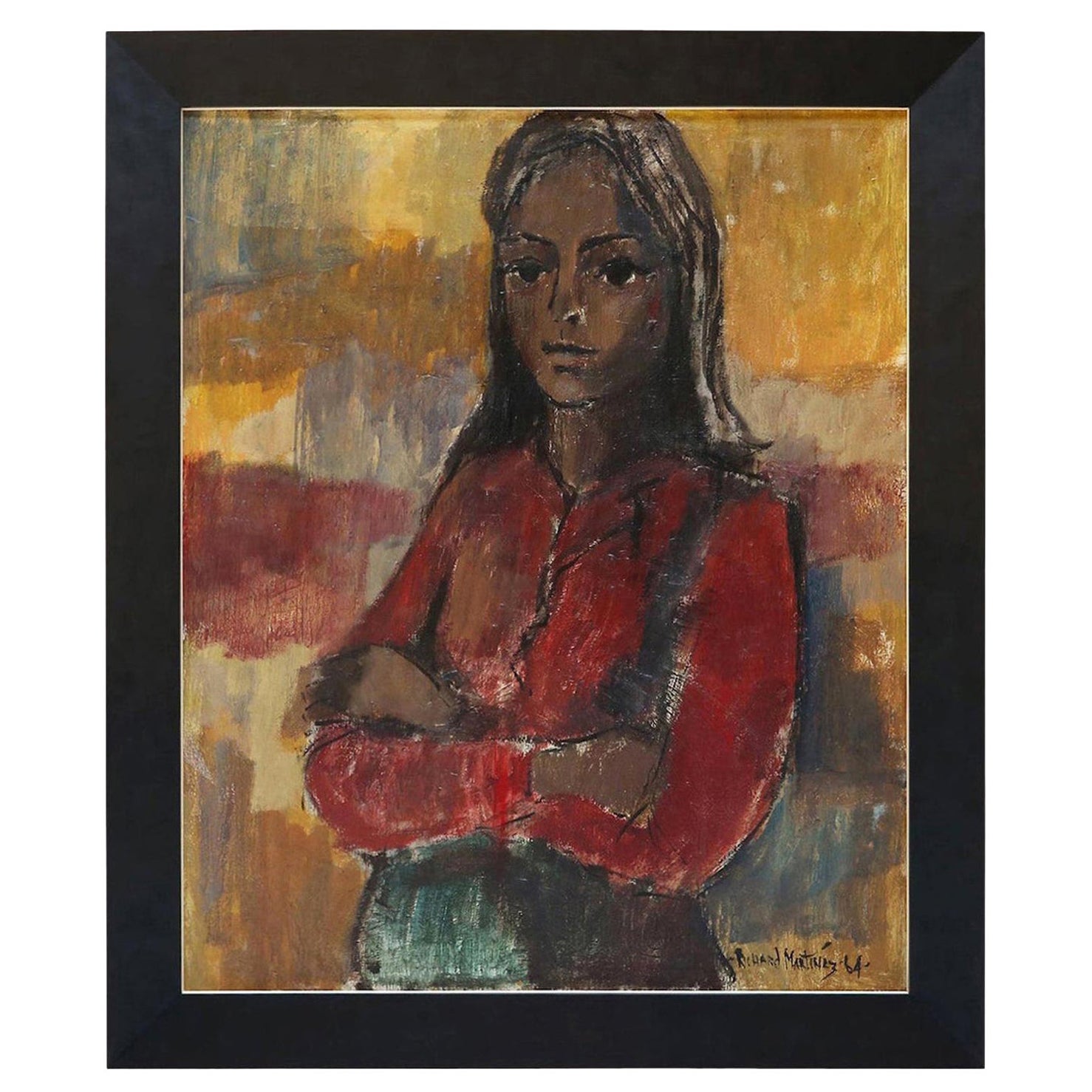 Peinture d'une femme par Richard Martinez, années 1960