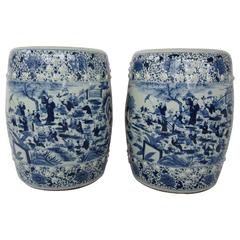 Pair of Chinese Blue and White Stools 9