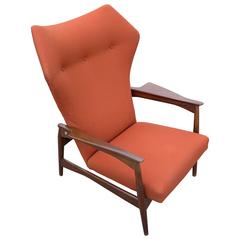 Ib Kofod Larsen by Carlo Garhn, Adjustable Danish Wingback Lounge Chair 7