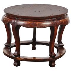 Mid-18th Century Chinese Elm Low Round Table