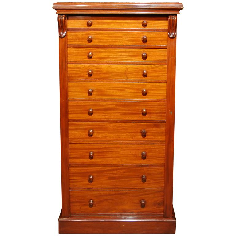 Antique Victorian Wellington Chest Mahogany Campaign Furniture For Sale