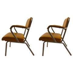 Pair of ECK Adams Steel and Vinyl Armchairs