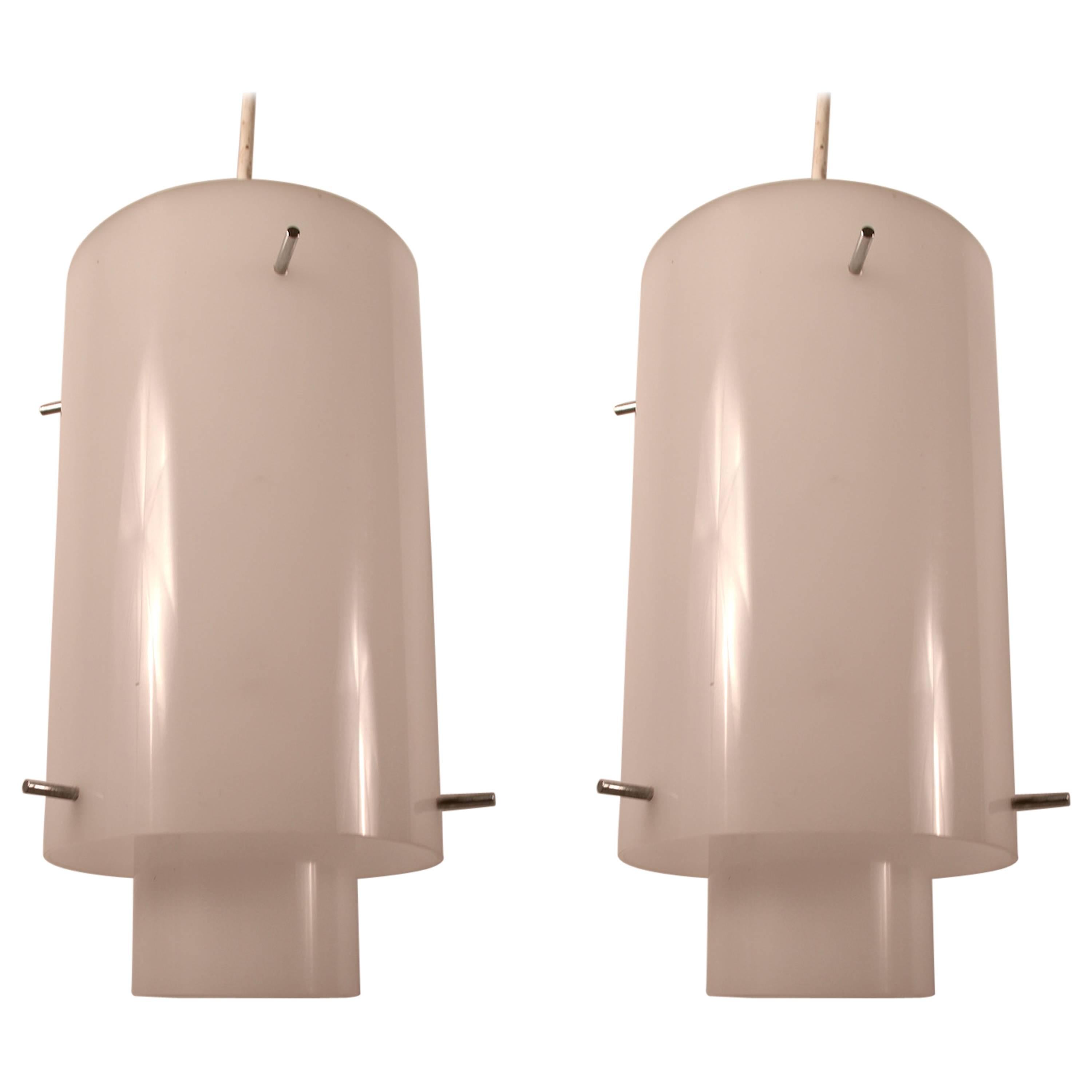 Pair of Acrylic Hanging Fixtures by Paul Mayen