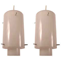 Retro Pair of Acrylic Hanging Fixtures by Paul Mayen