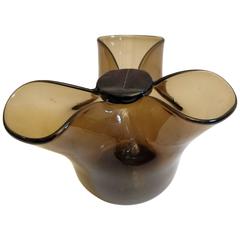 Italian Smoke Colored Glass Vase, circa 1970